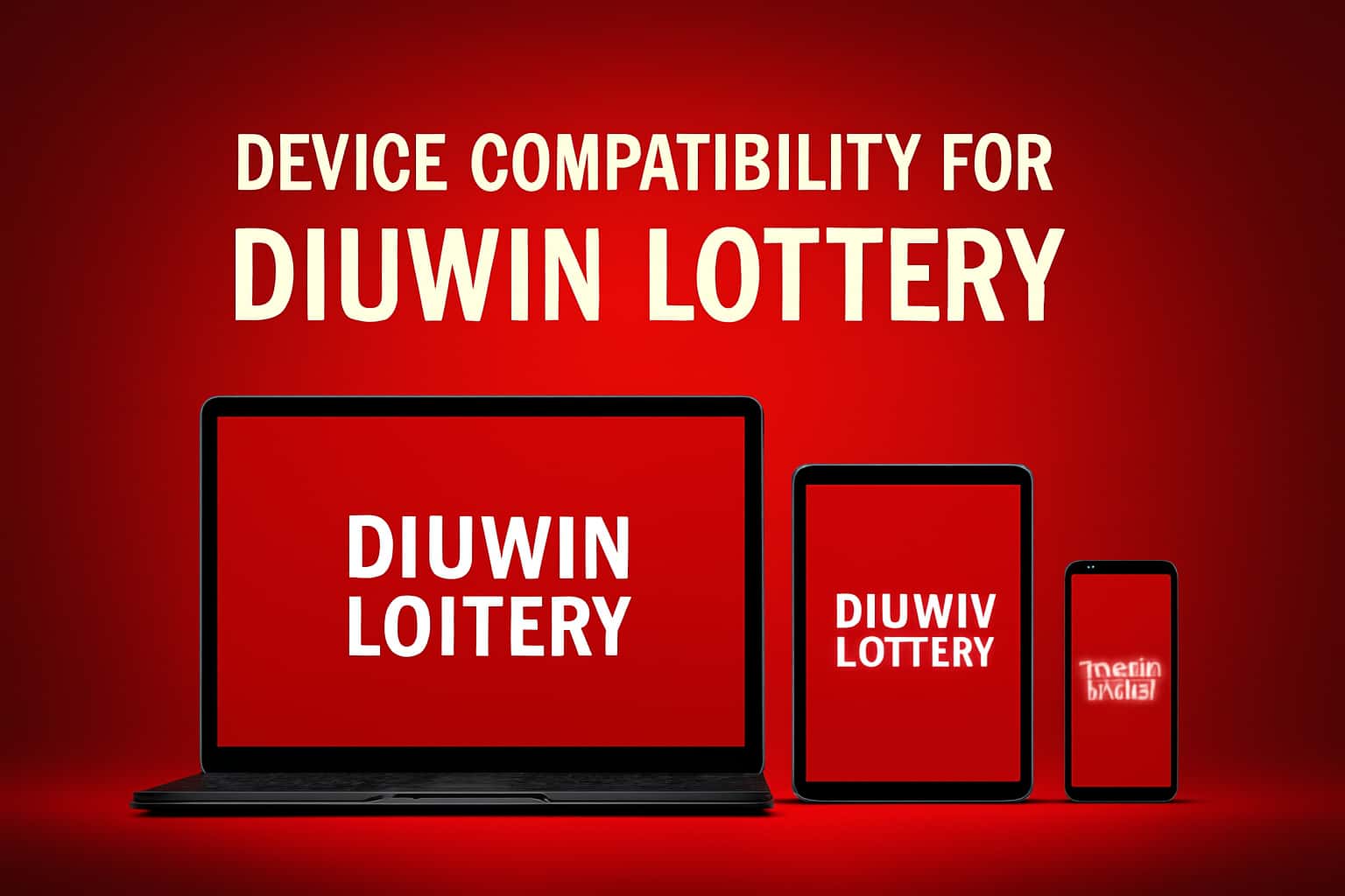 An informational graphic on device compatibility for the Diuwin Lottery, featuring tech elements and the title prominently.