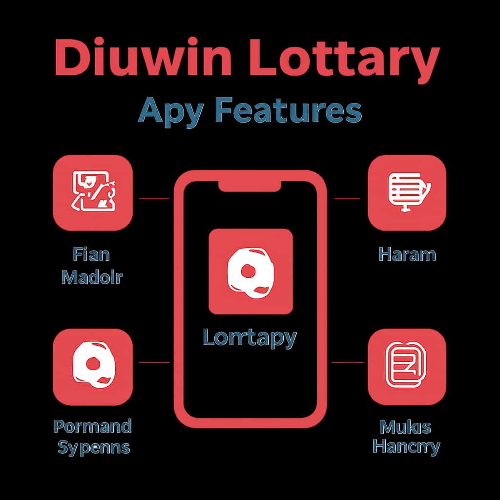 An educational diagram about the features of the Diuwin Lottery app.