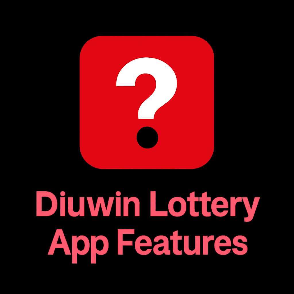 A badge depicting Diuwin Lottery app features.