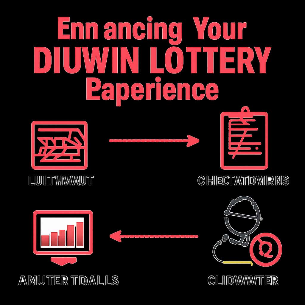 Illustration explaining the features of the Diuwin Lottery platform.