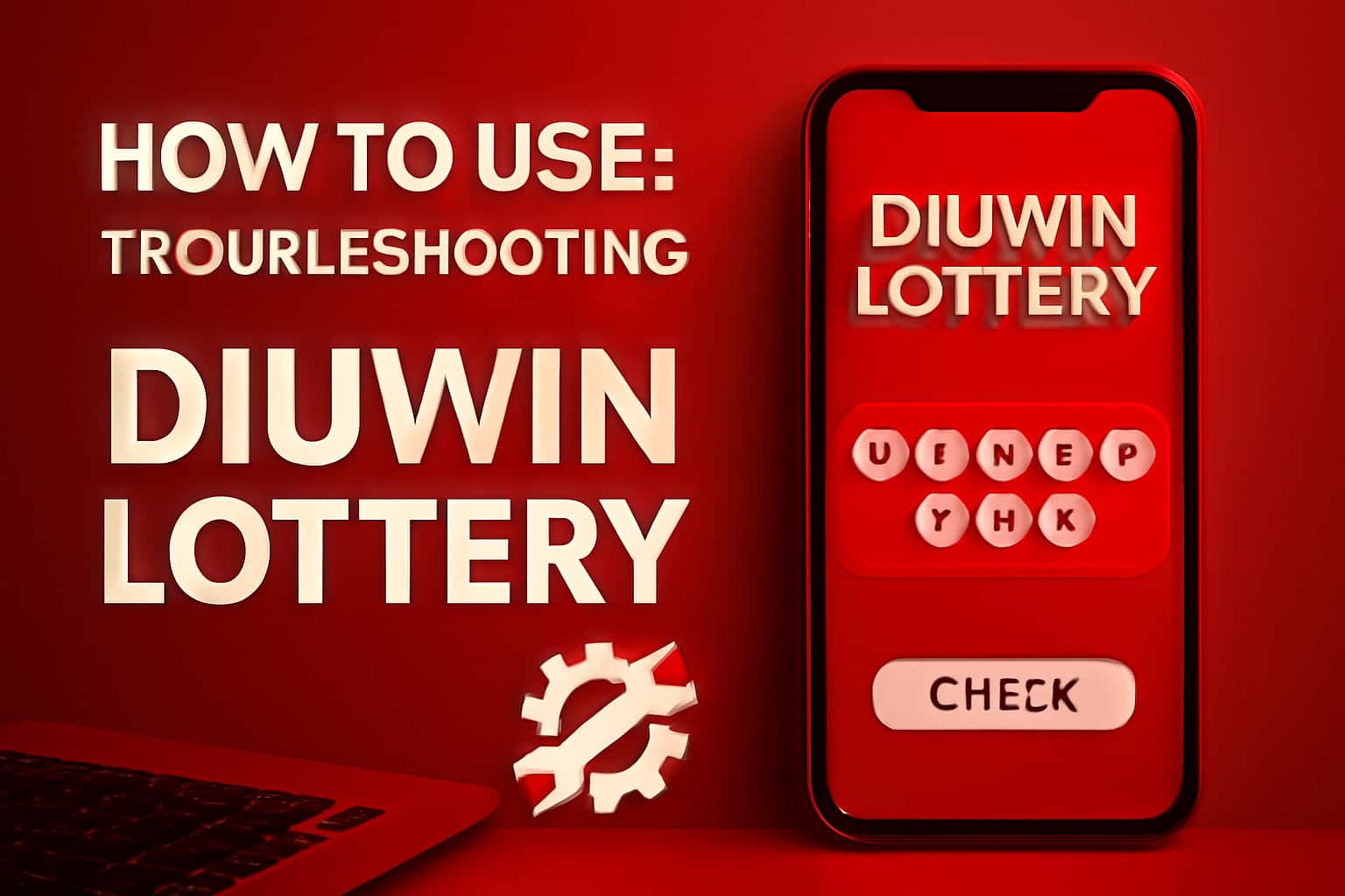 An illustrative scene depicting troubleshooting in the Diuwin Lottery app.