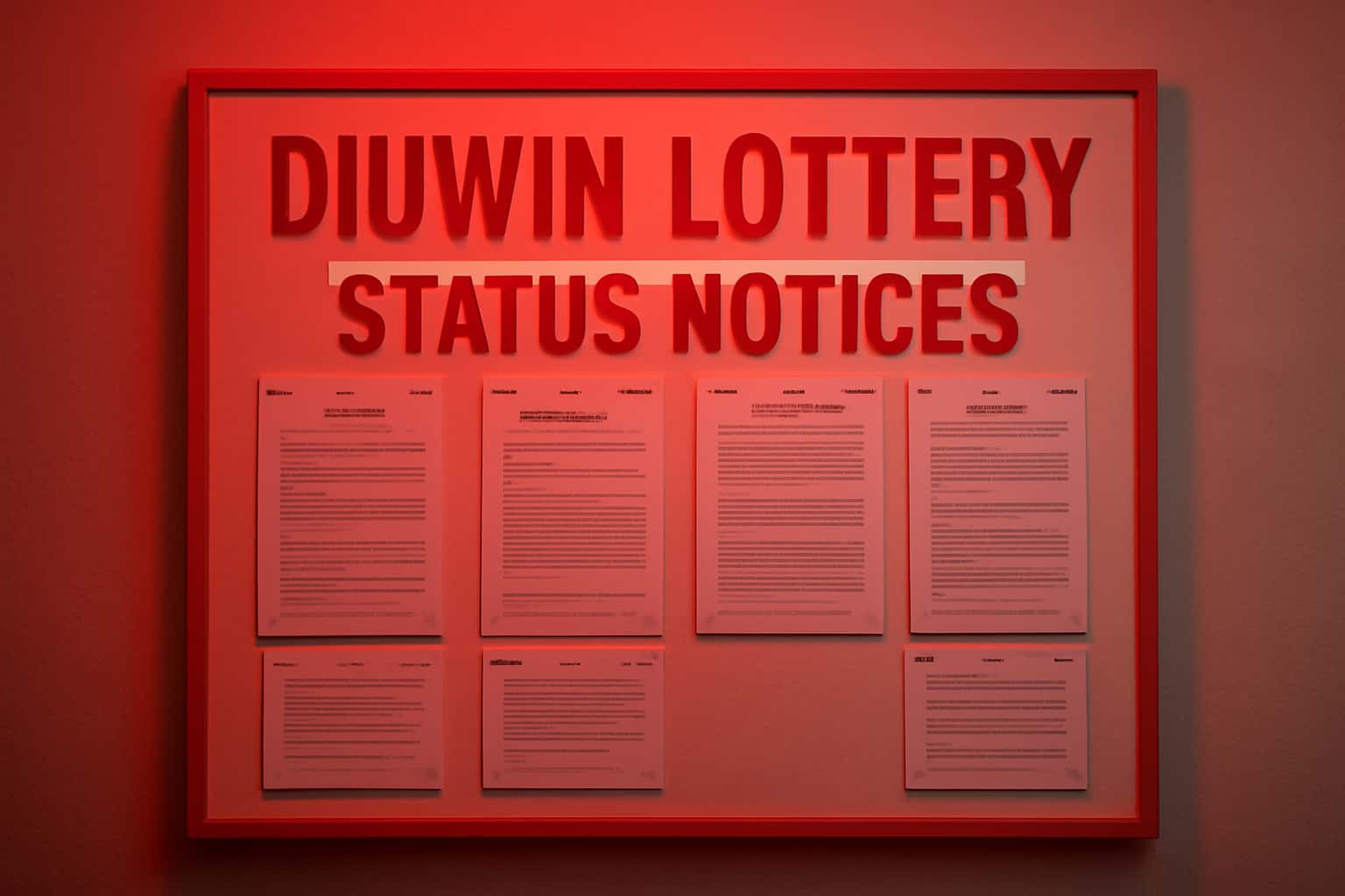 A futuristic scene displaying the Diuwin Lottery Status Notices amidst high-tech accents.
