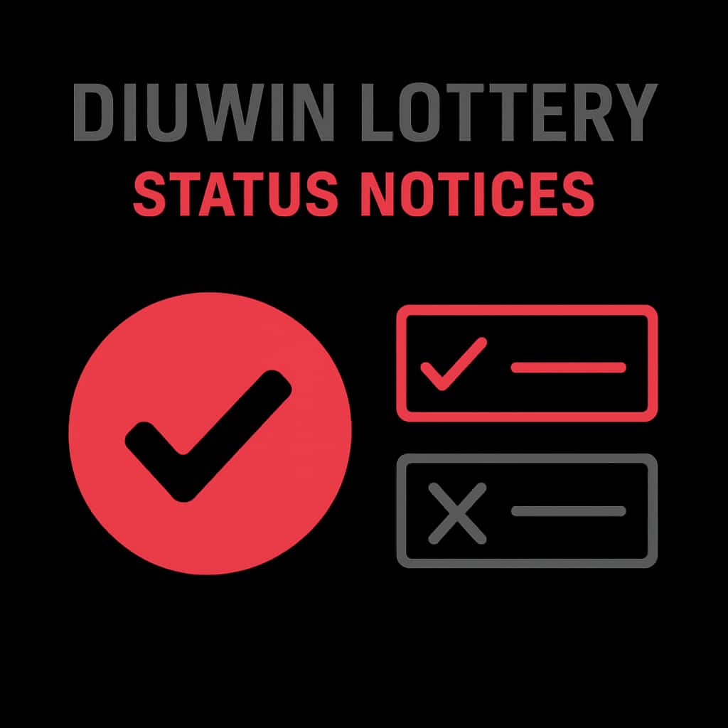 An educational diagram illustrating the features of Diuwin Lottery Status Notices.