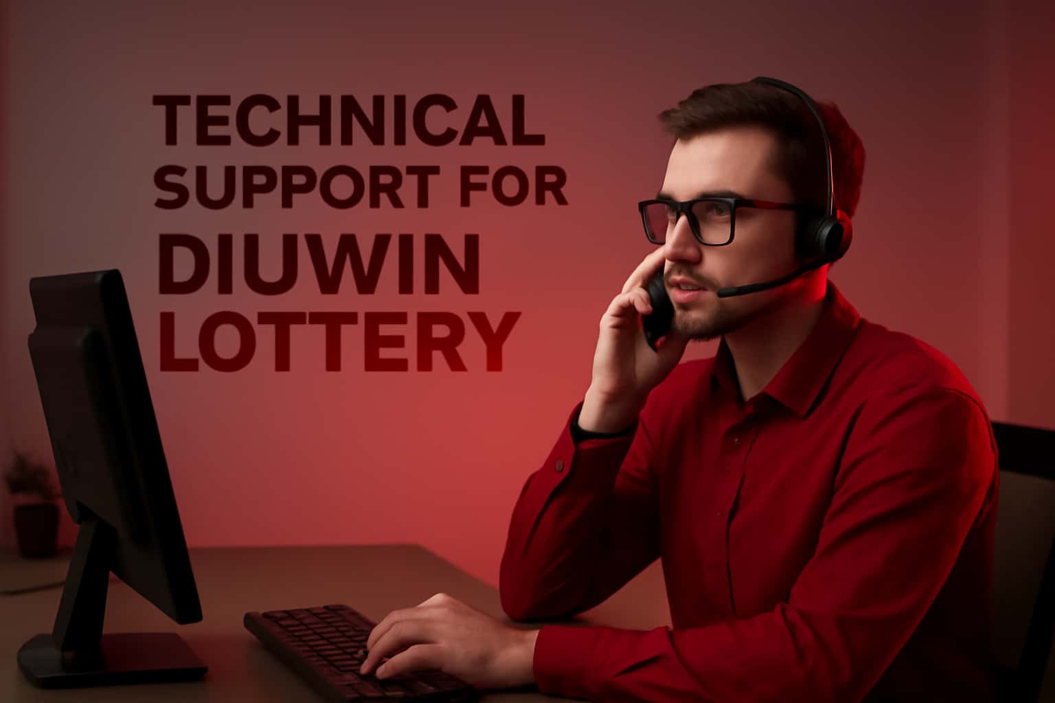 Hero image depicting technical support for Diuwin Lottery with a focus on accessibility and security.